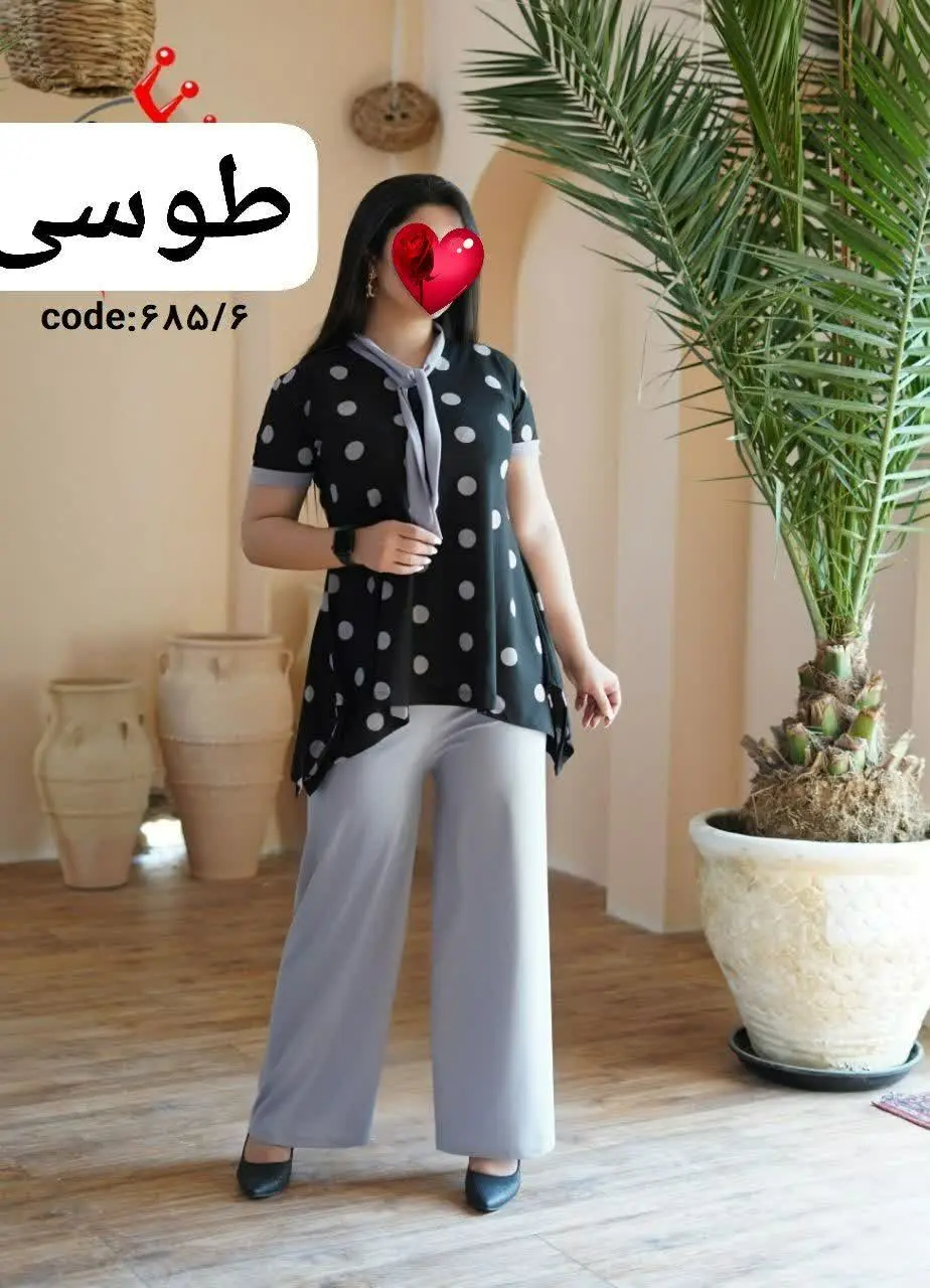 🖋نام: تیشرت شلوار کرواتی خال درشت ۶۸۵
