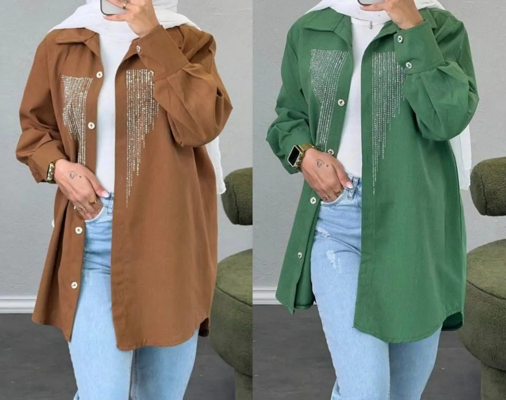 نام: شومیز مانتویی نگینی
