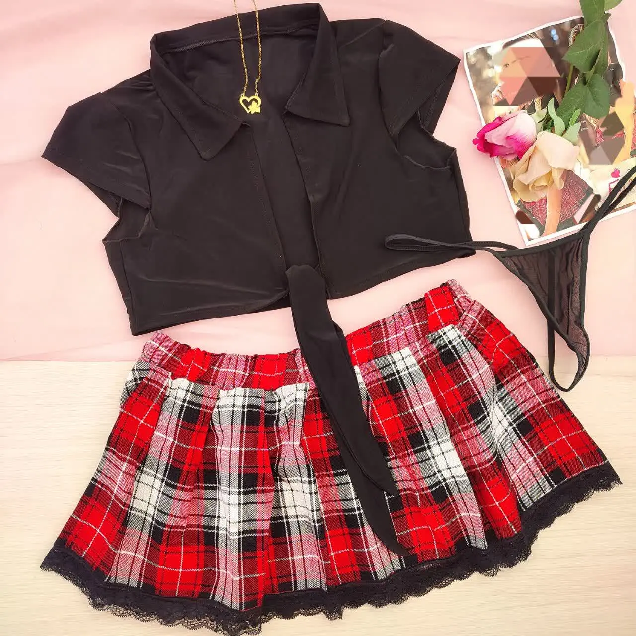 💢#لباس_خواب کاستوم فانتزی دانش‌آموزی سه تیکه
