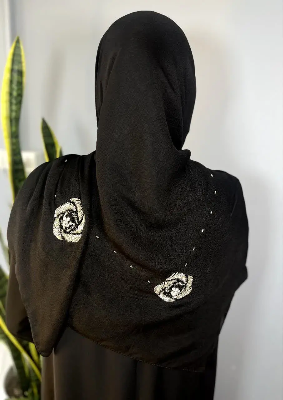 روسری مشکی مجلسی فوق العاده زیبا

