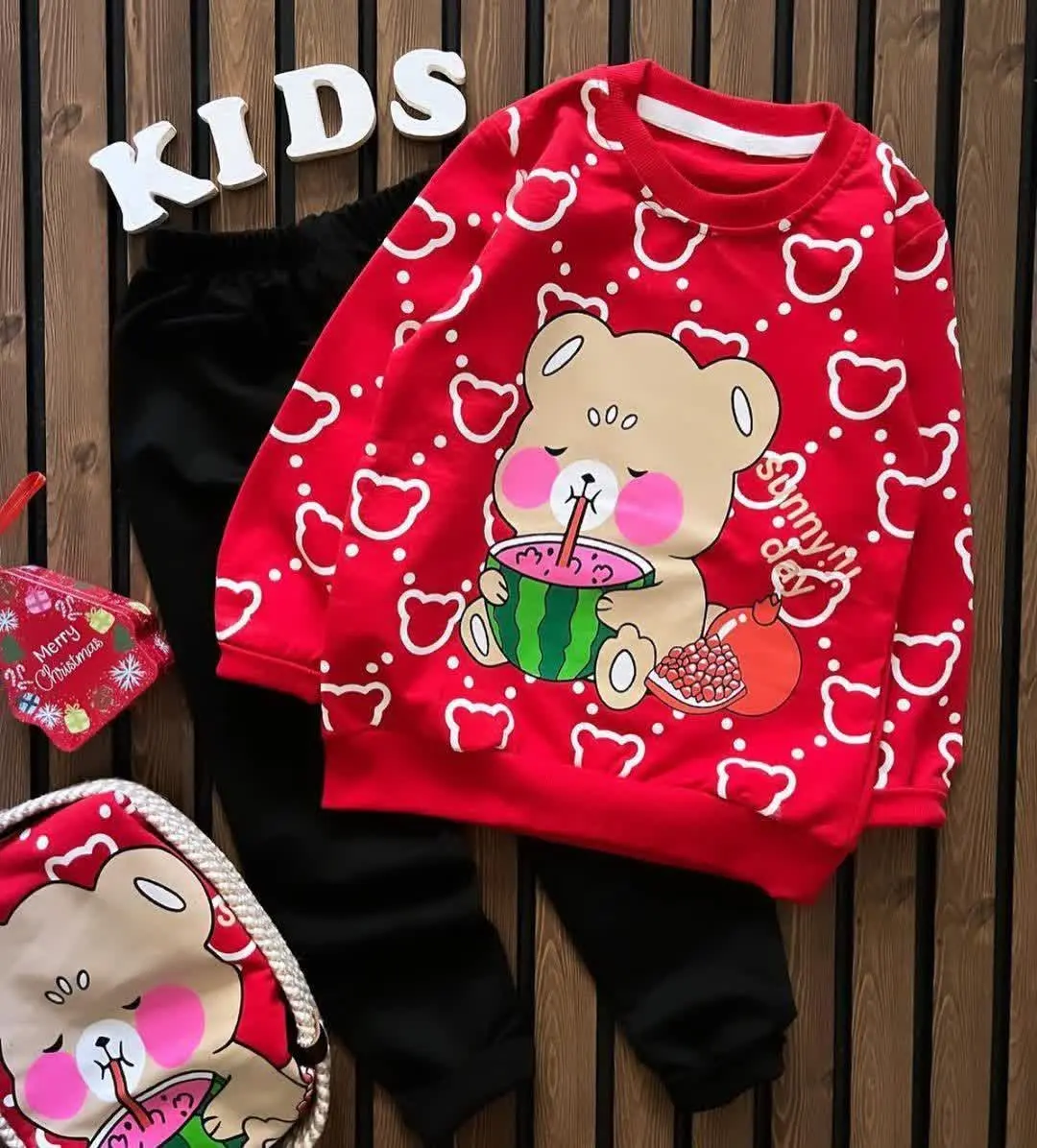 👧👦 ست یلدایی تمام چاپ خرس
