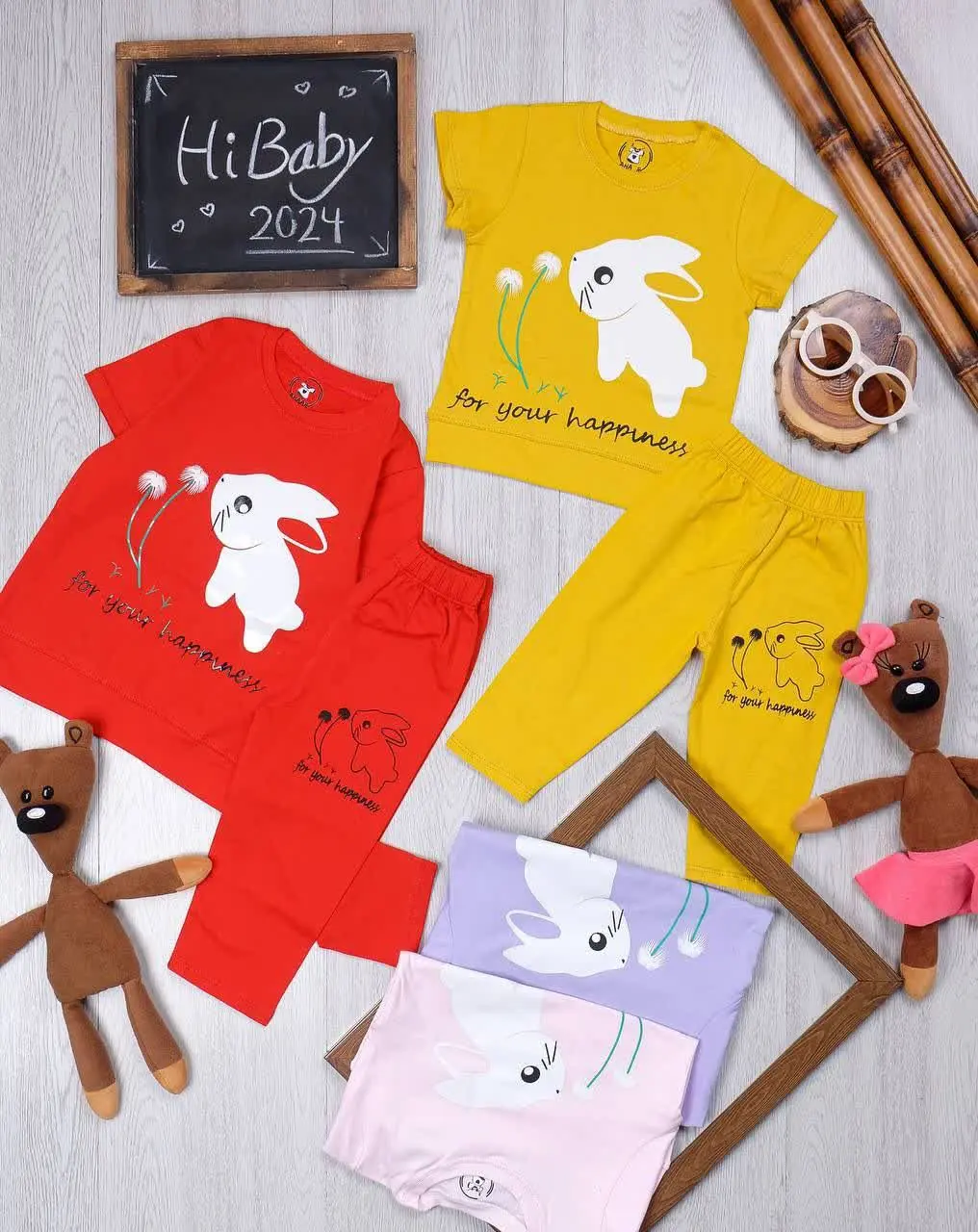 👫تیشرت و شلوارک طرح خرگوش قاصدک👫
