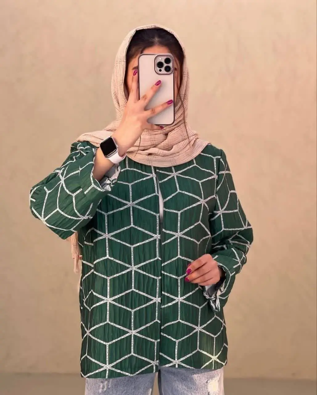 🟢 مانتو ژاکارد خامه دوزى 
