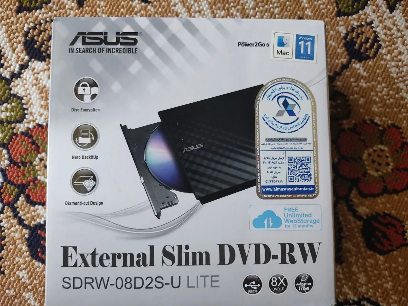 درایو DVD اکسترنال ایسوس مدل SDRW-۰۸D۲S-U Lite
