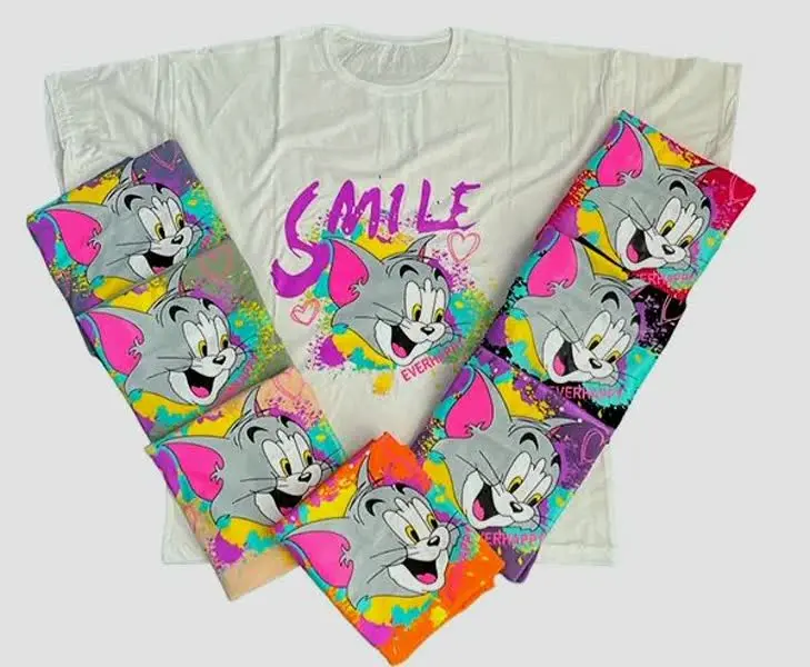 تیشرت زنانه لانگ طرح چاپی کارنیوال تام ♡͜♡🐱
