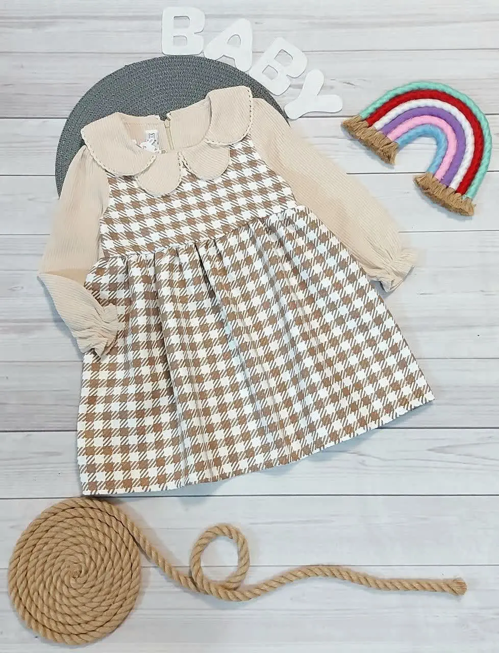 ♥️سارافون دخترانه چهارخونه
