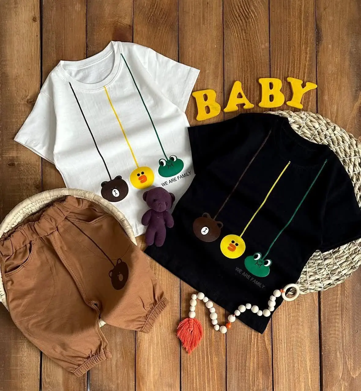 تیشرت شلوارک حیوانات یدونه سایز۵۰ مشکی موجوده 
