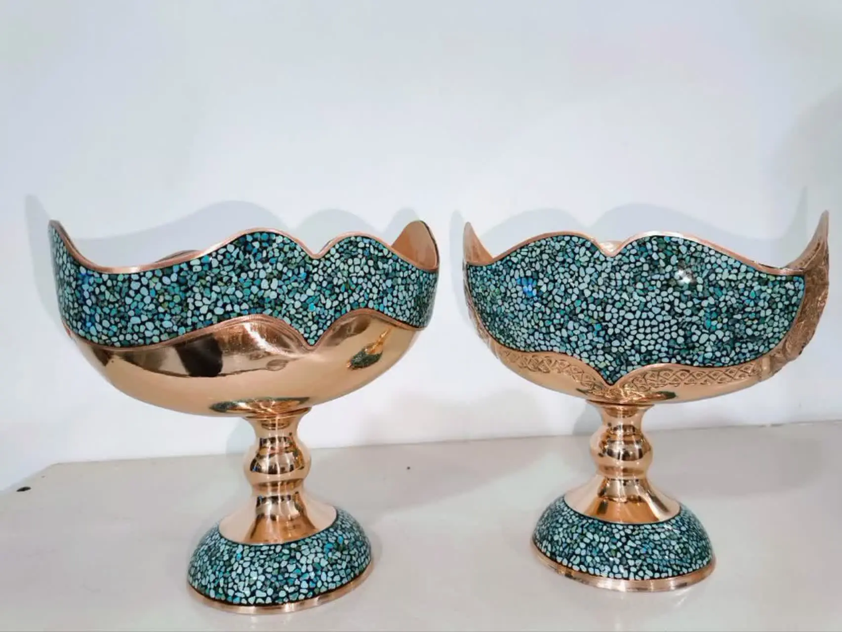 این کشکول مس و فیروزه ای