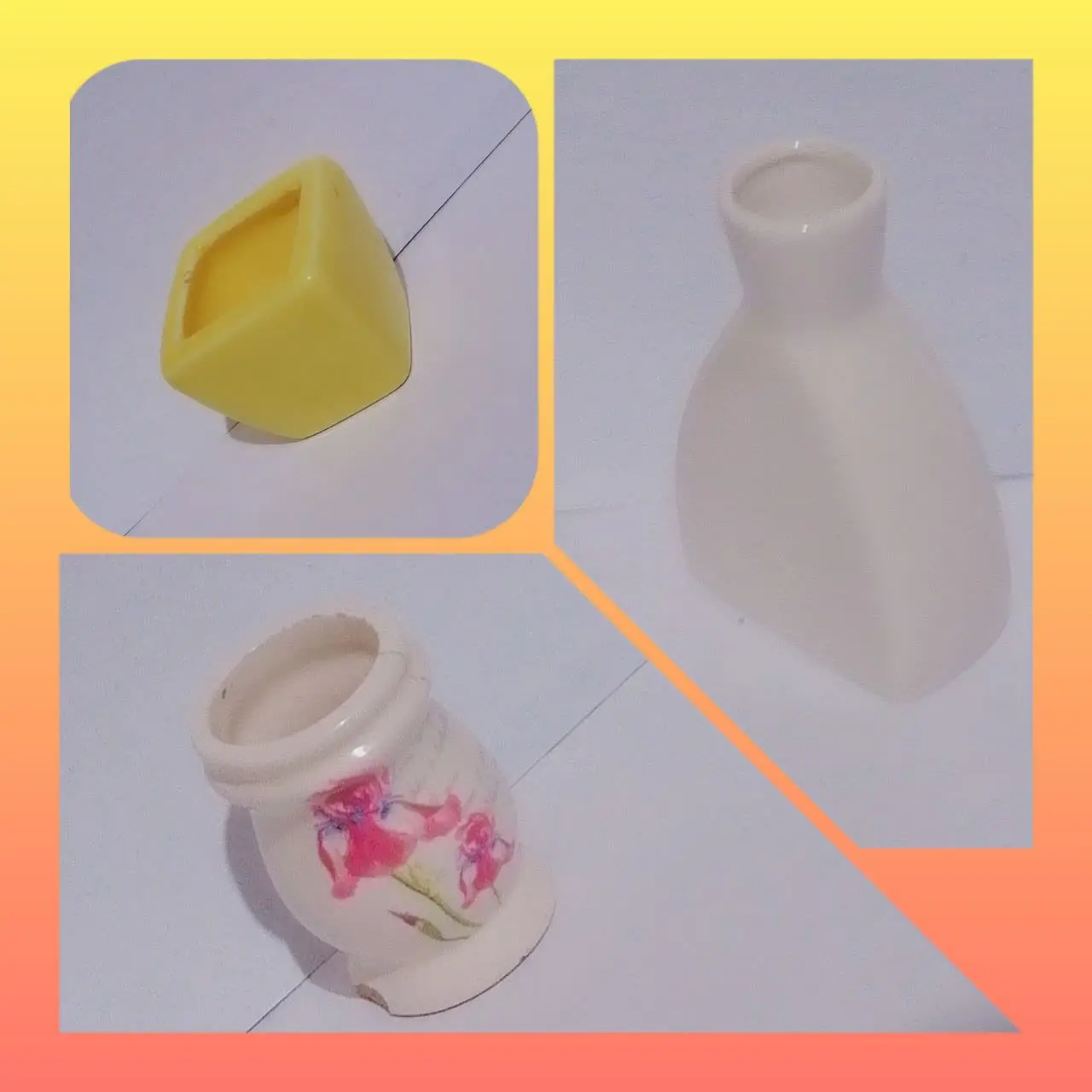 گلدان سفید و زرد
