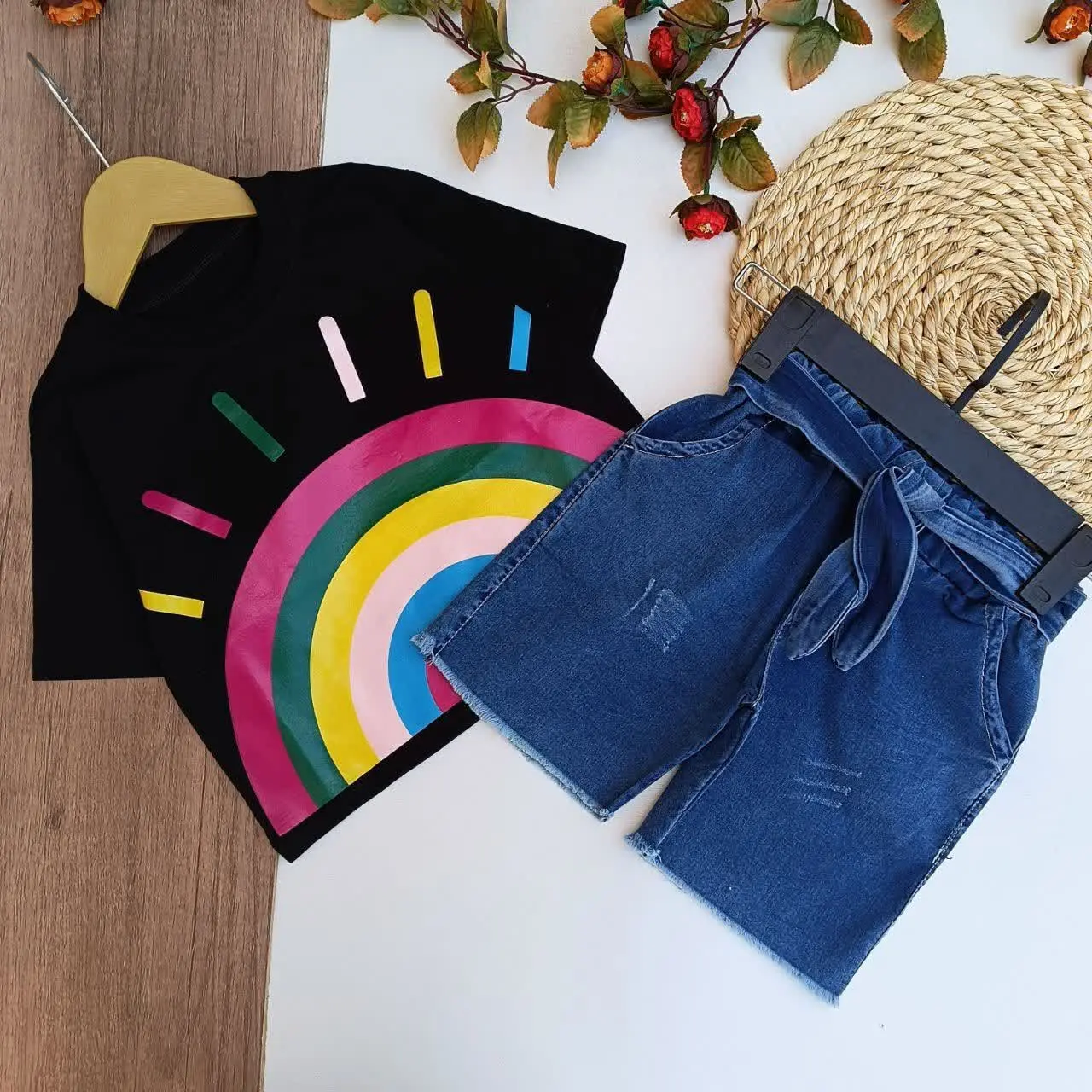 👚نام: کراپ شورتک جین رنگین کمان🎆🎆🎆
