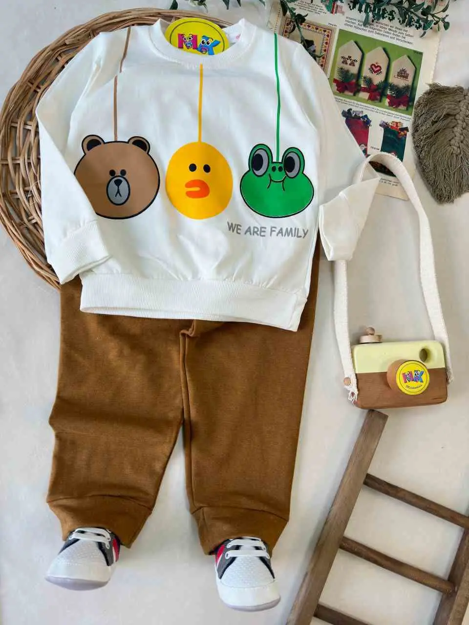 کد ۱۸۳۹ بلوز شلوار طرح خرس و جوجه و قورباغه نوزادی و کودک 
