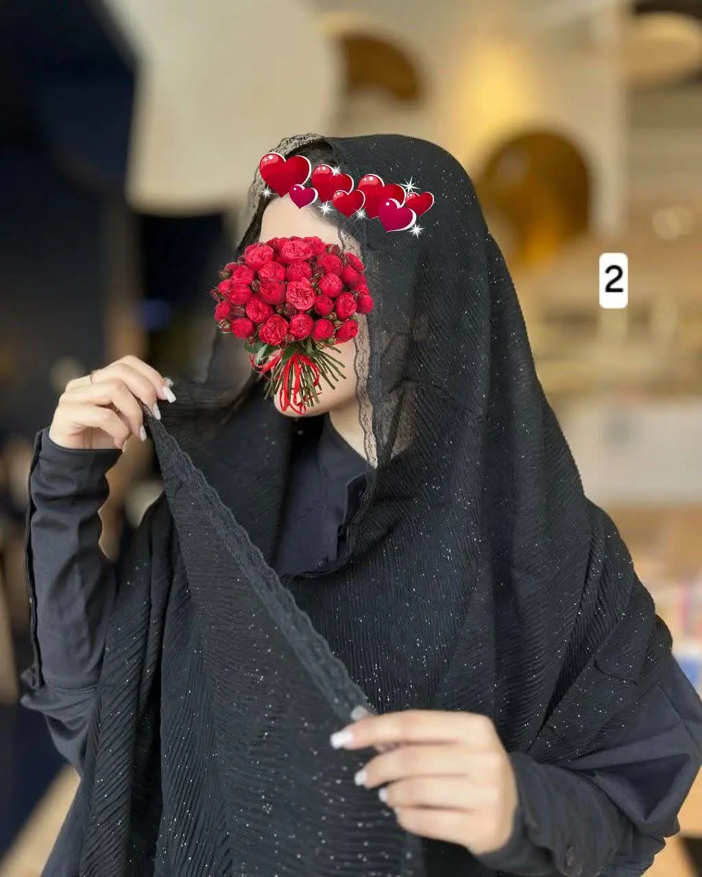 شال لب دانتل مشکی