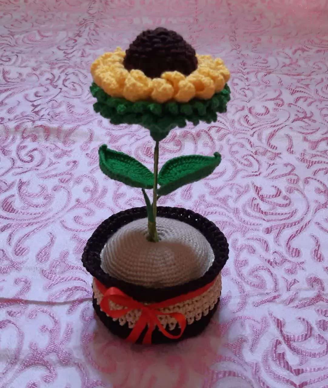 📣 عروسک دوطرفه دختر - گل آفتابگردان به همراه گلدان 🌻
