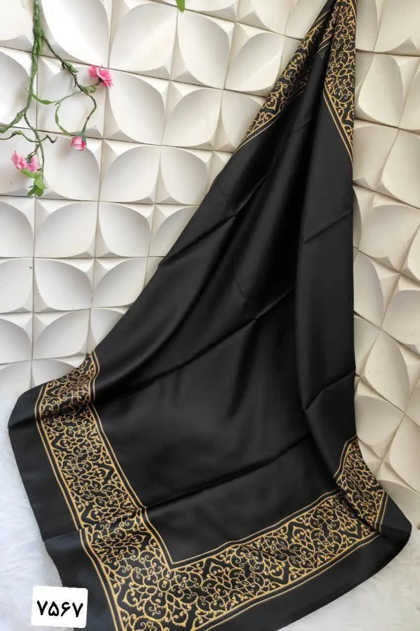 روسری ساتن ابریشم درجه یک طلاکوب🌸 

