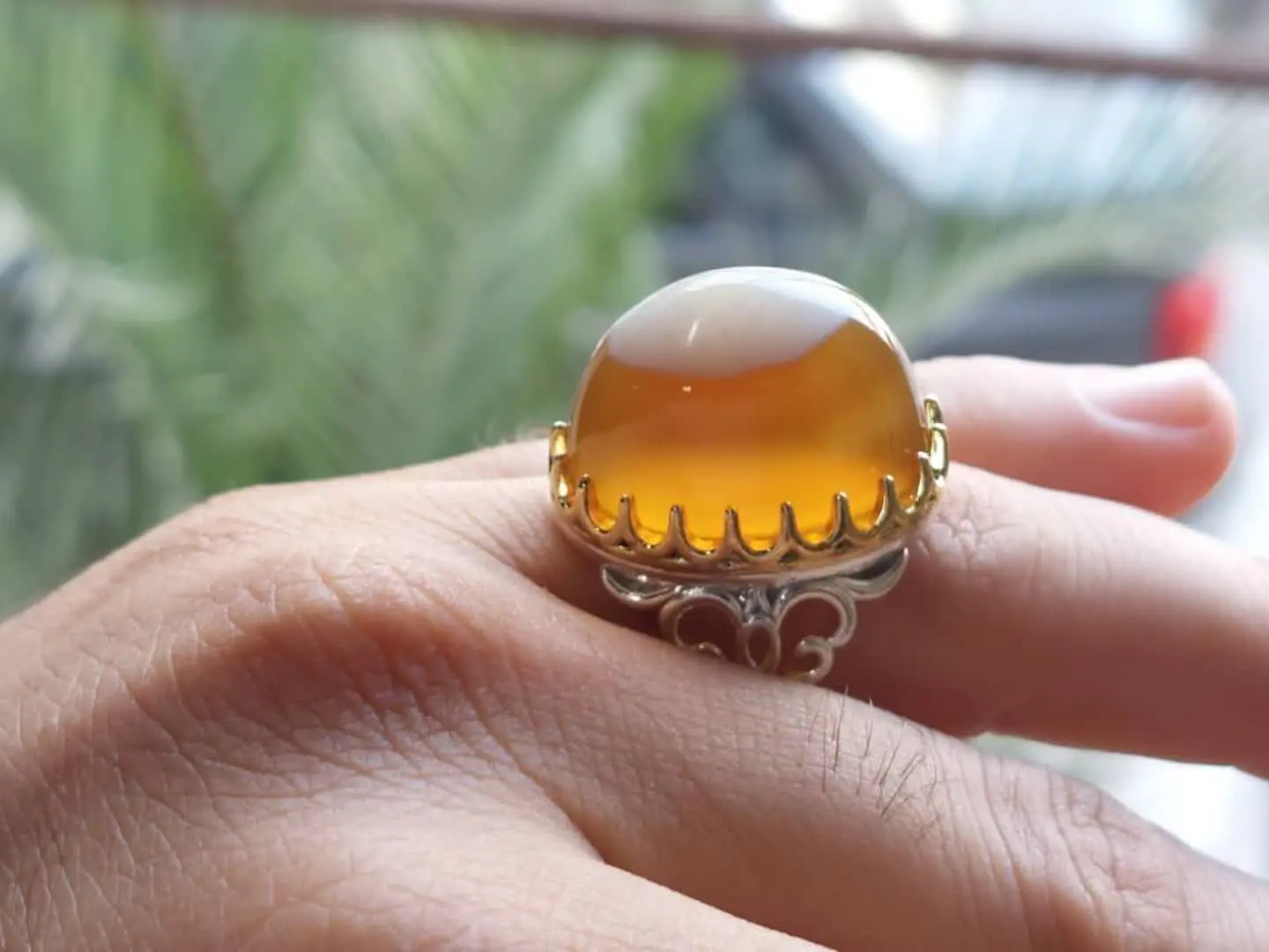 ✴️ انگشتر نقره با نگین عقیق جزء سه پوست عالی و درجه یک
