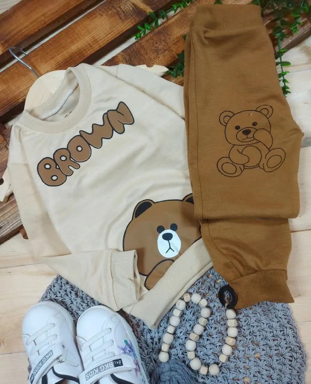 👚نام: ست بلند کرمی خرس brown طرح markez
