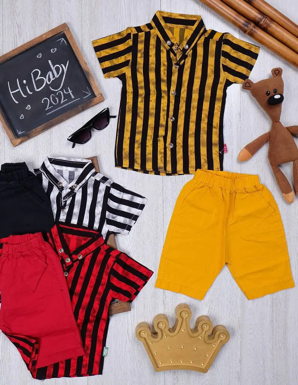 👫پیراهن و شلوارک راه راه ساده دالتون👫
