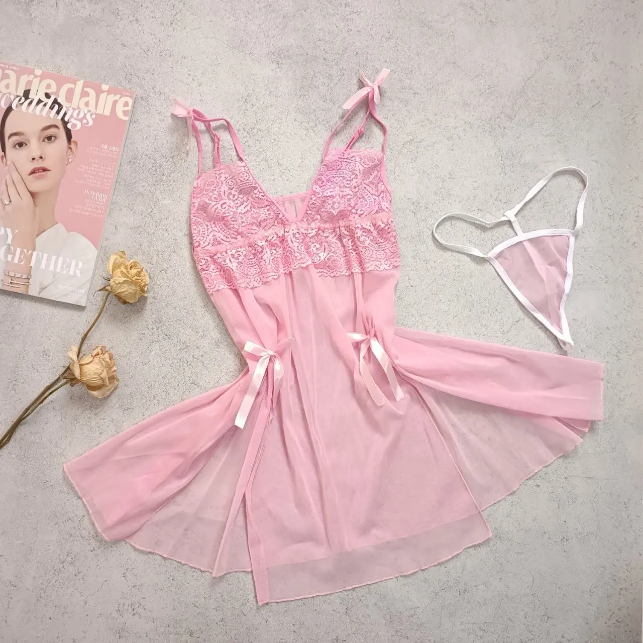 لباس خواب پاپیون چاک دار🌸
