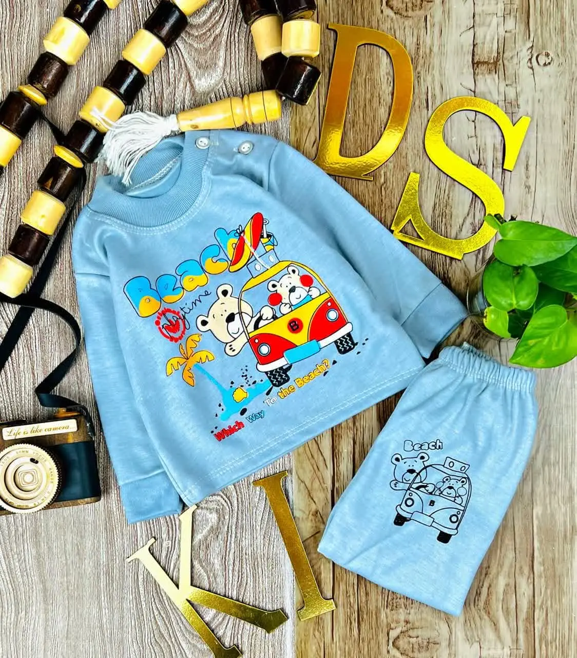 بلوز و شلوار نوزادی طرح خرس 
