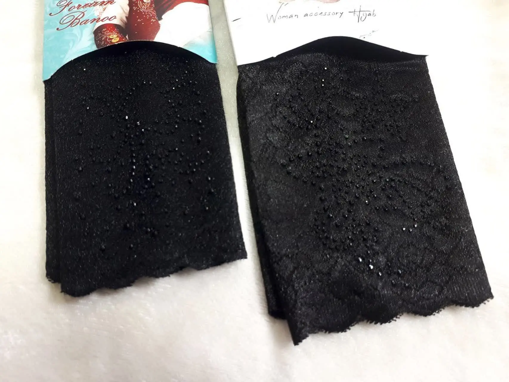 🌺ساق دست زنانه و دخترانه مشکی، مدل تمام‌دانتل نگین دار
