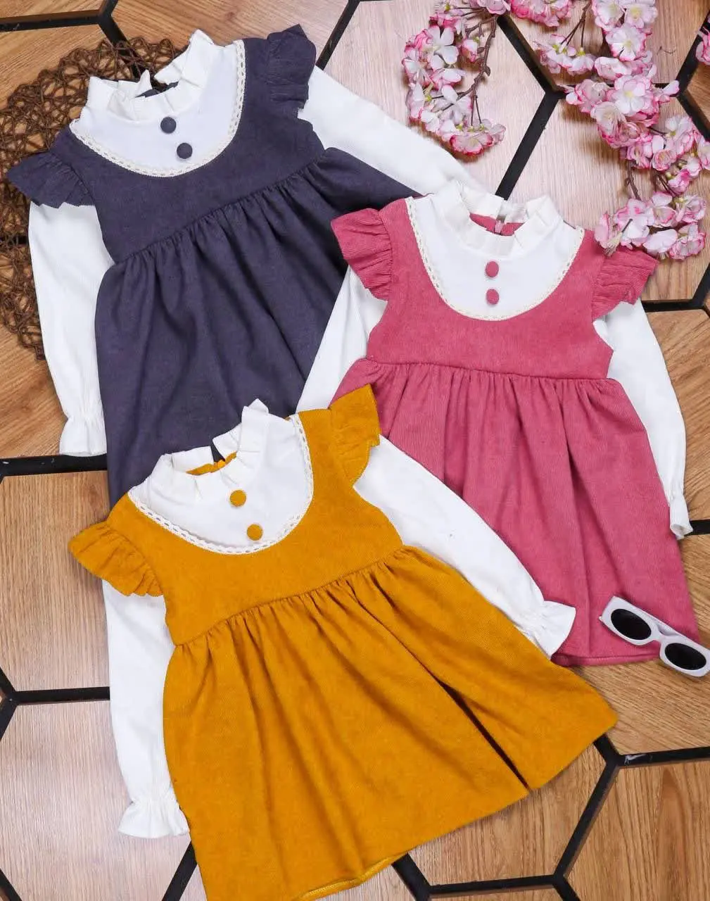 🌺 سارافون مخمل کبریتی دخترا...