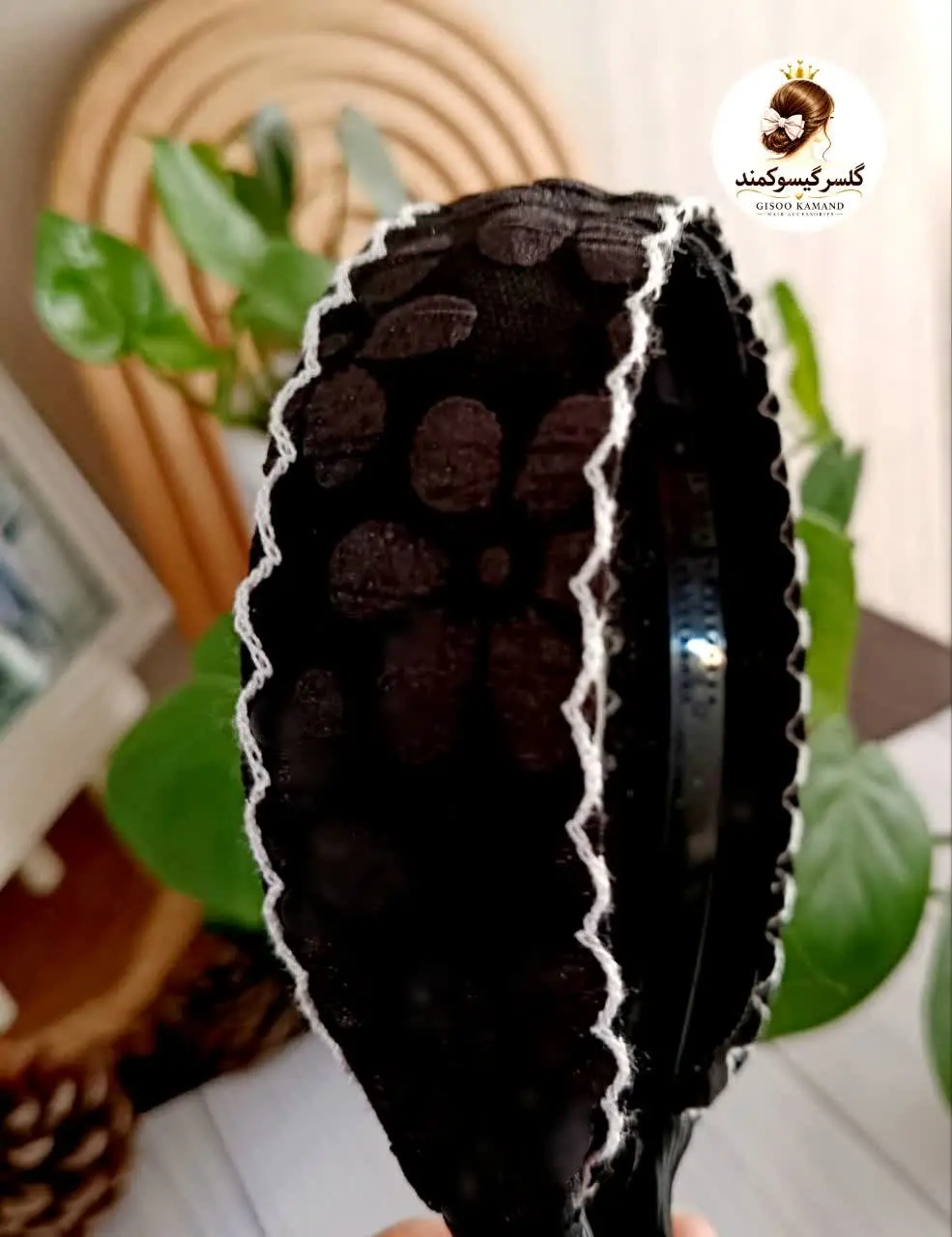 تل گل برجسته ساده مشکی😍