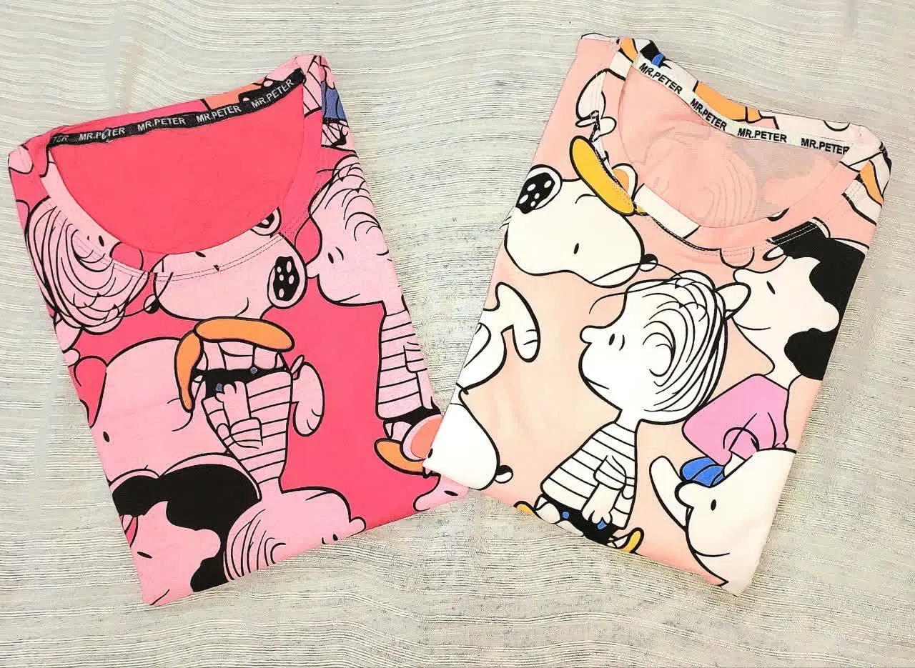 تیشرت زنانه لانگ طرح اسنوپی و دوستان👀💫
