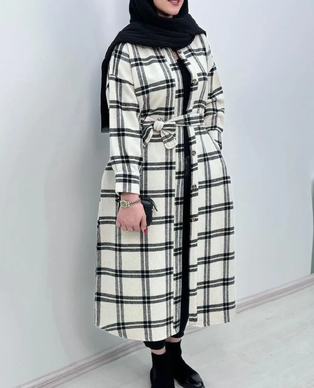 💥مانتو بلند پشمی چهارخونه😍