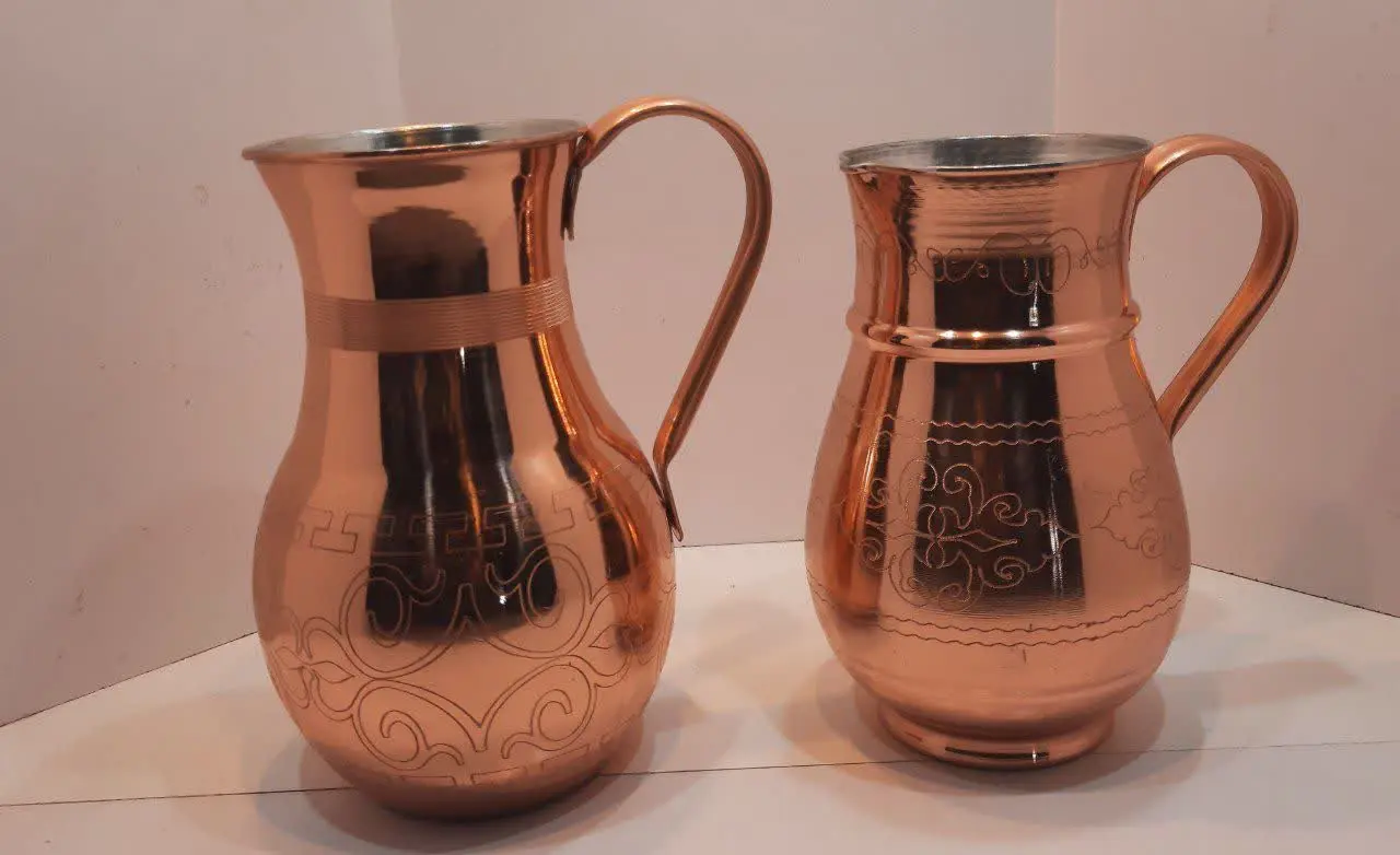 🌹🥛 پارچ مسی طرحدار با دسته مسی 🥛🌹
