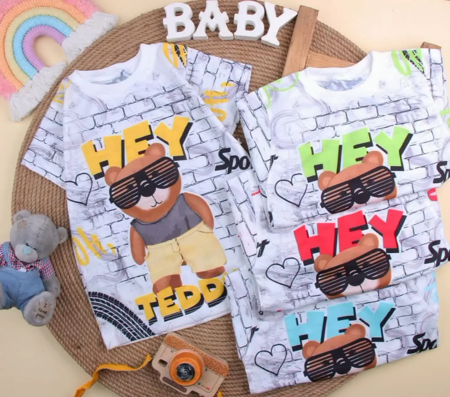 😍تیشرت تک پسرانه مدل hey teddy 😍
