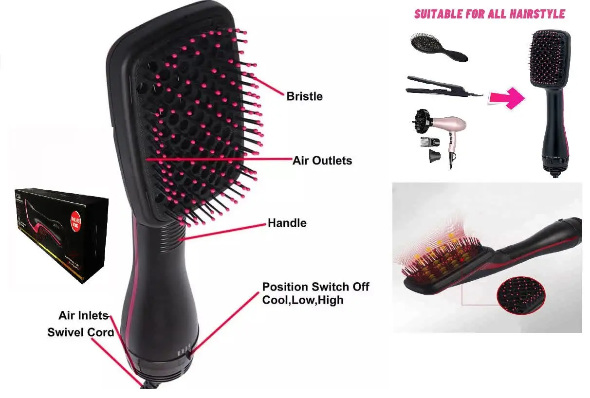 🟢 سشوار برس دار حالت دهنده روزیا مدل HR۸۱۱۳
