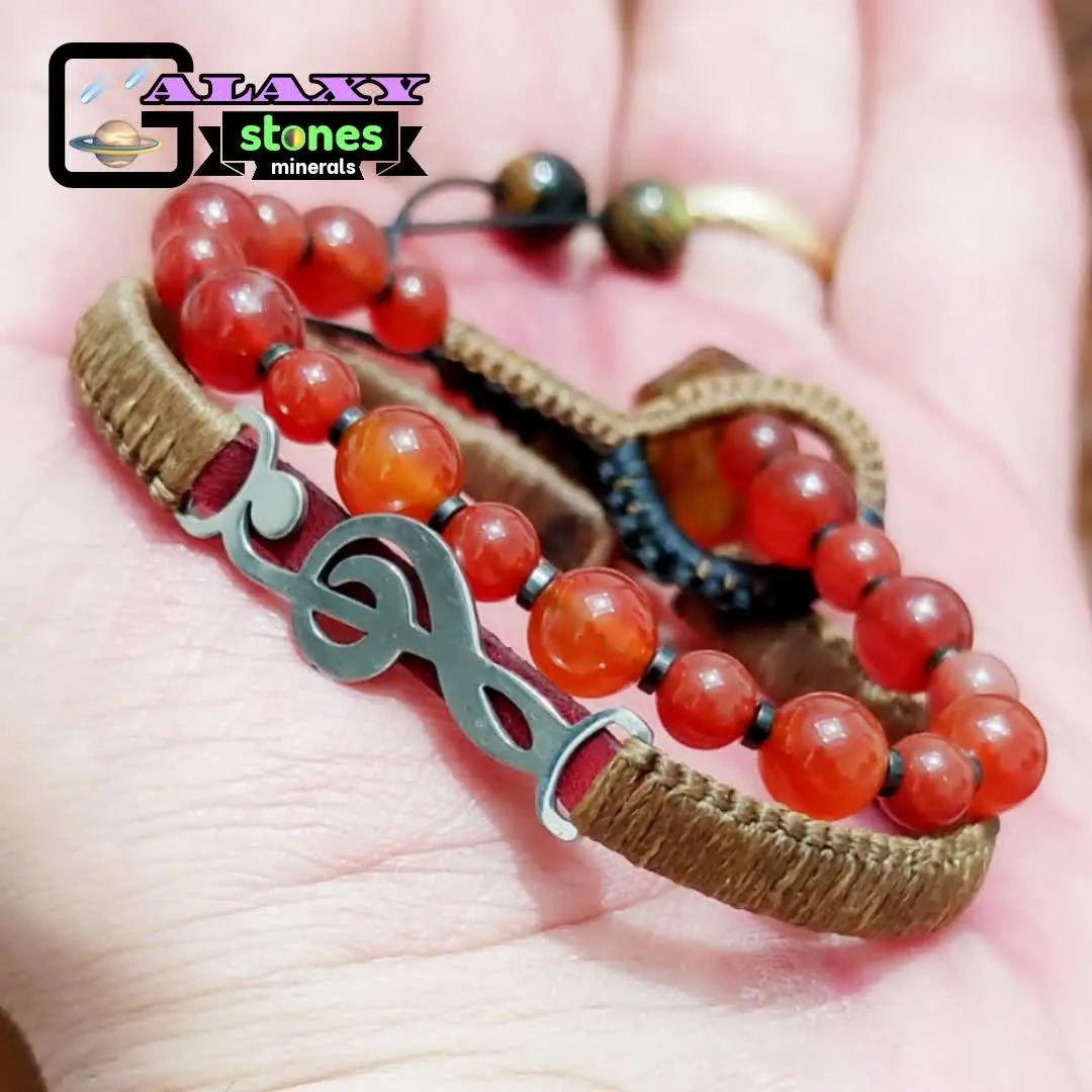 🏳️‍🌈 «دستبند زیبای عقیق، و دستبند مکمل کلید سل با بافت نخ موم دار» 🏳️‍🌈
