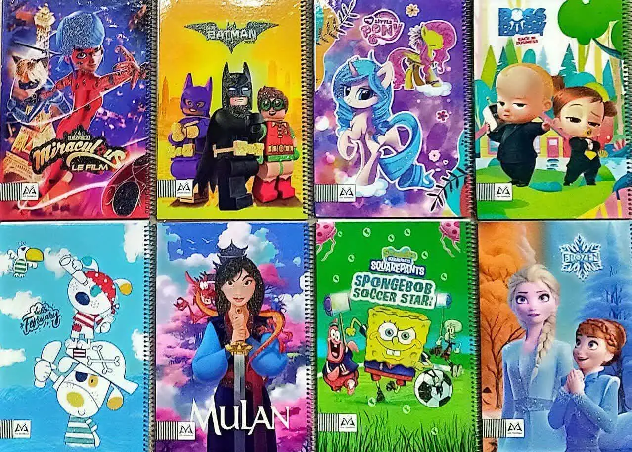 دفتر ۵۰ برگ نقاشی رحلی جلد سخت سیمی فانتزی تک سیم با کاغذ ۷۰ گرم یووی اکلیل 
