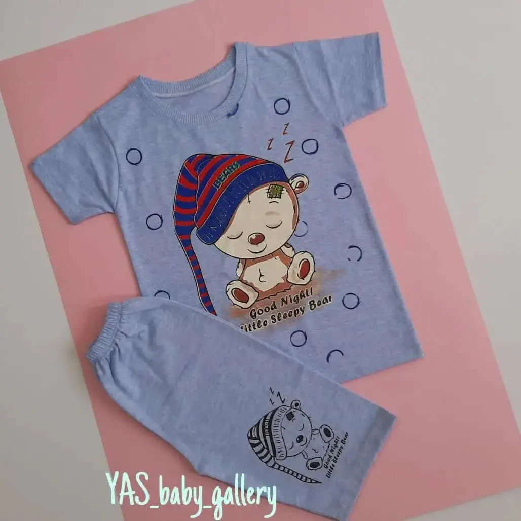 ♦️معرفی محصول: بلوزو شلوارک طرح خرس خوابالو♦️ 
