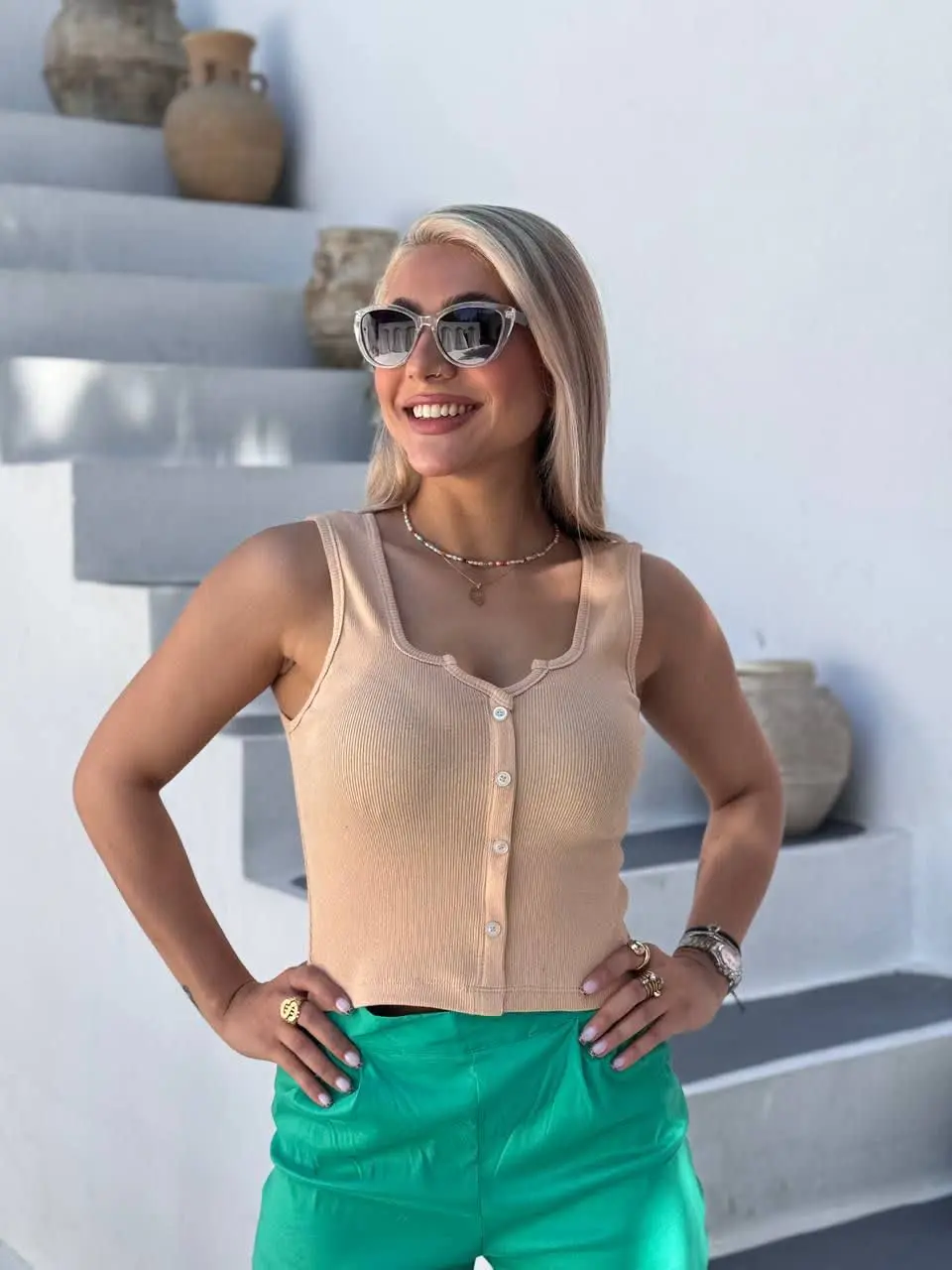 🖋نام: تاپ یقه خشتی دکمه دار 
