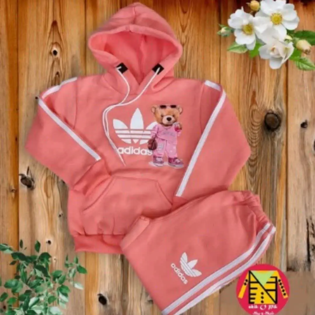 هودی شلوار تو کرکدار گرم بالا دخترانه طرح تدی رنگ گلبهی (ارسال رایگان) 
