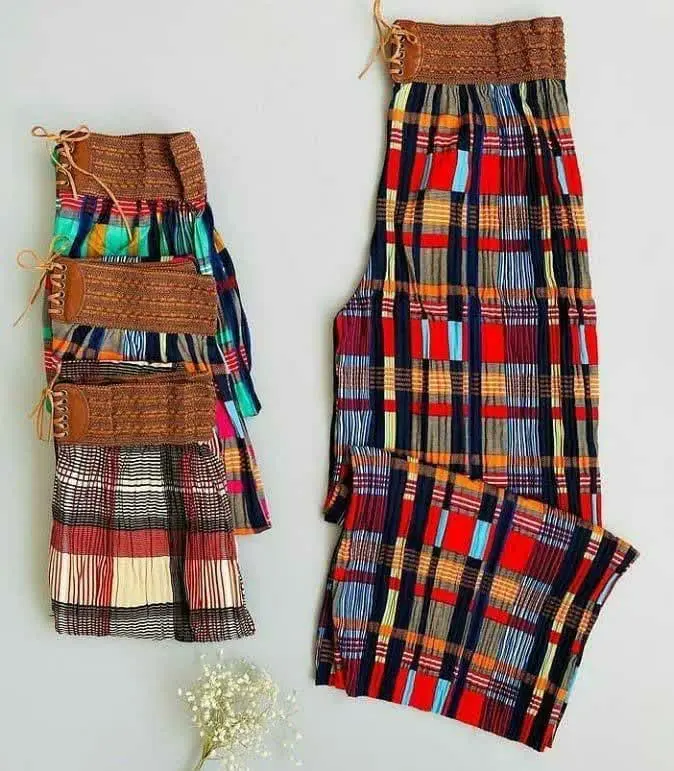 ⭕️#شلوار پلیسه کمر حصیری
