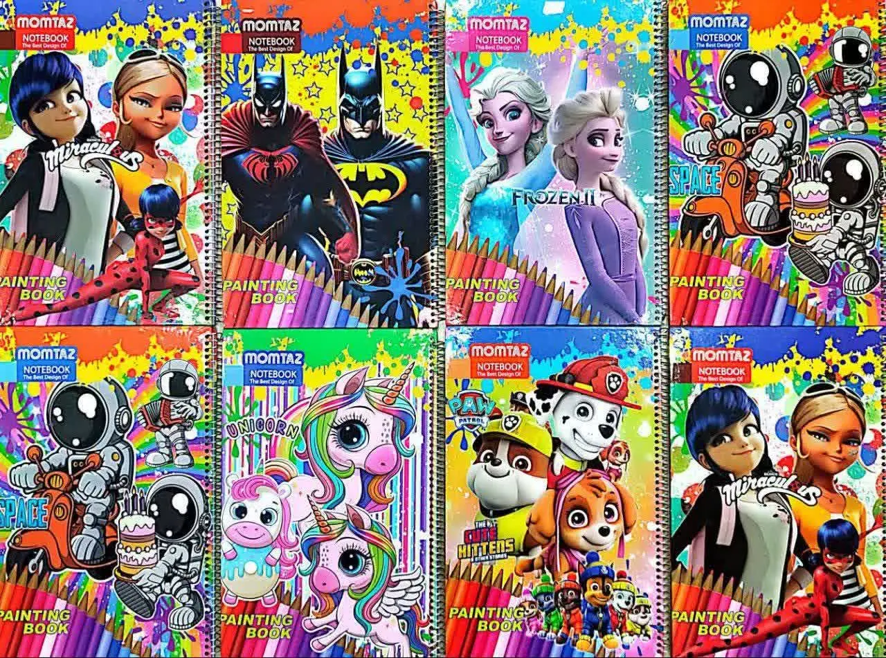 دفتر ۵۰ برگ نقاشی رحلی جلد سخت سیمی فانتزی تک سیم با کاغذ ۷۰ گرم 
