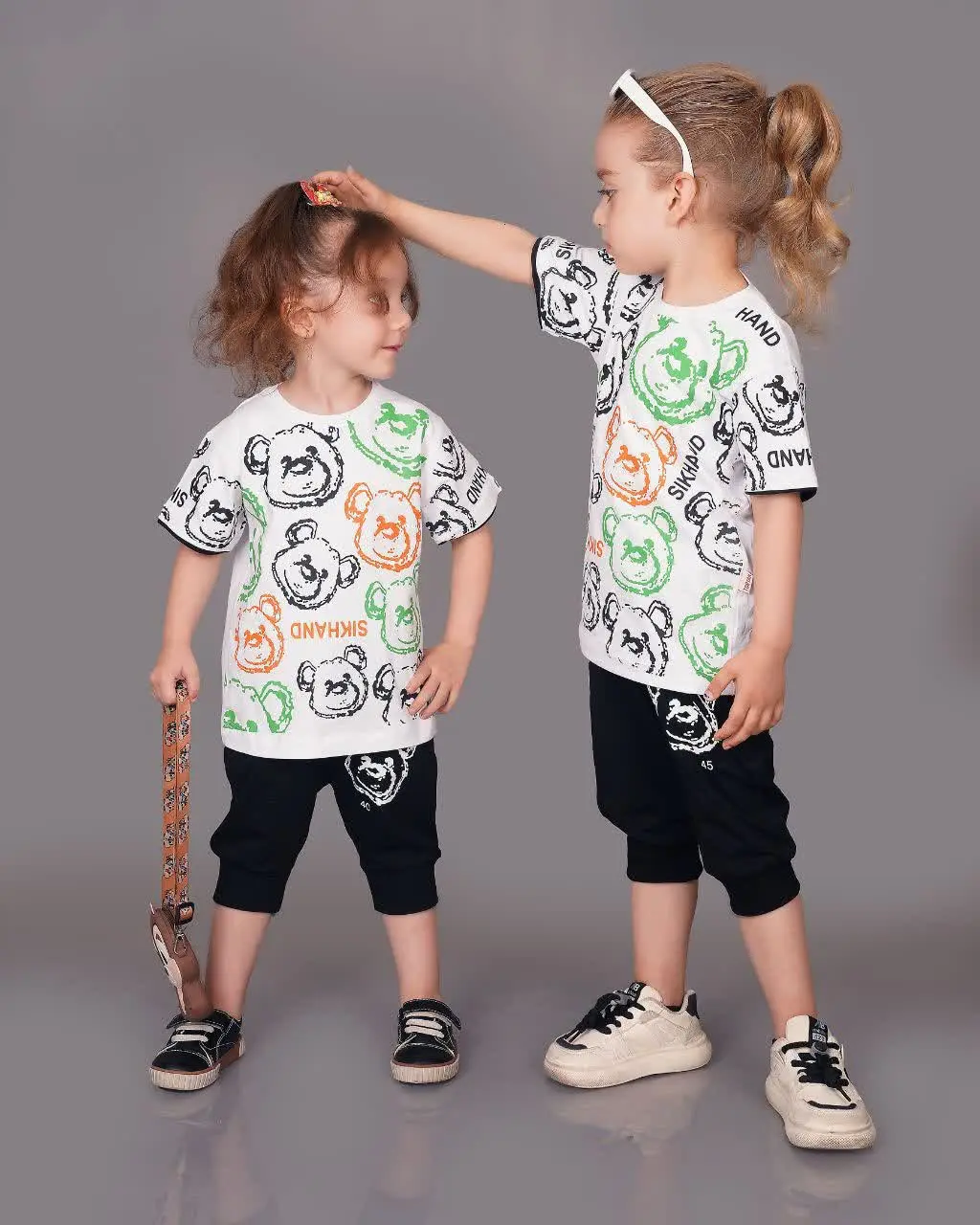 👦👧 تیشرت شلوارک چاپی خرسی
