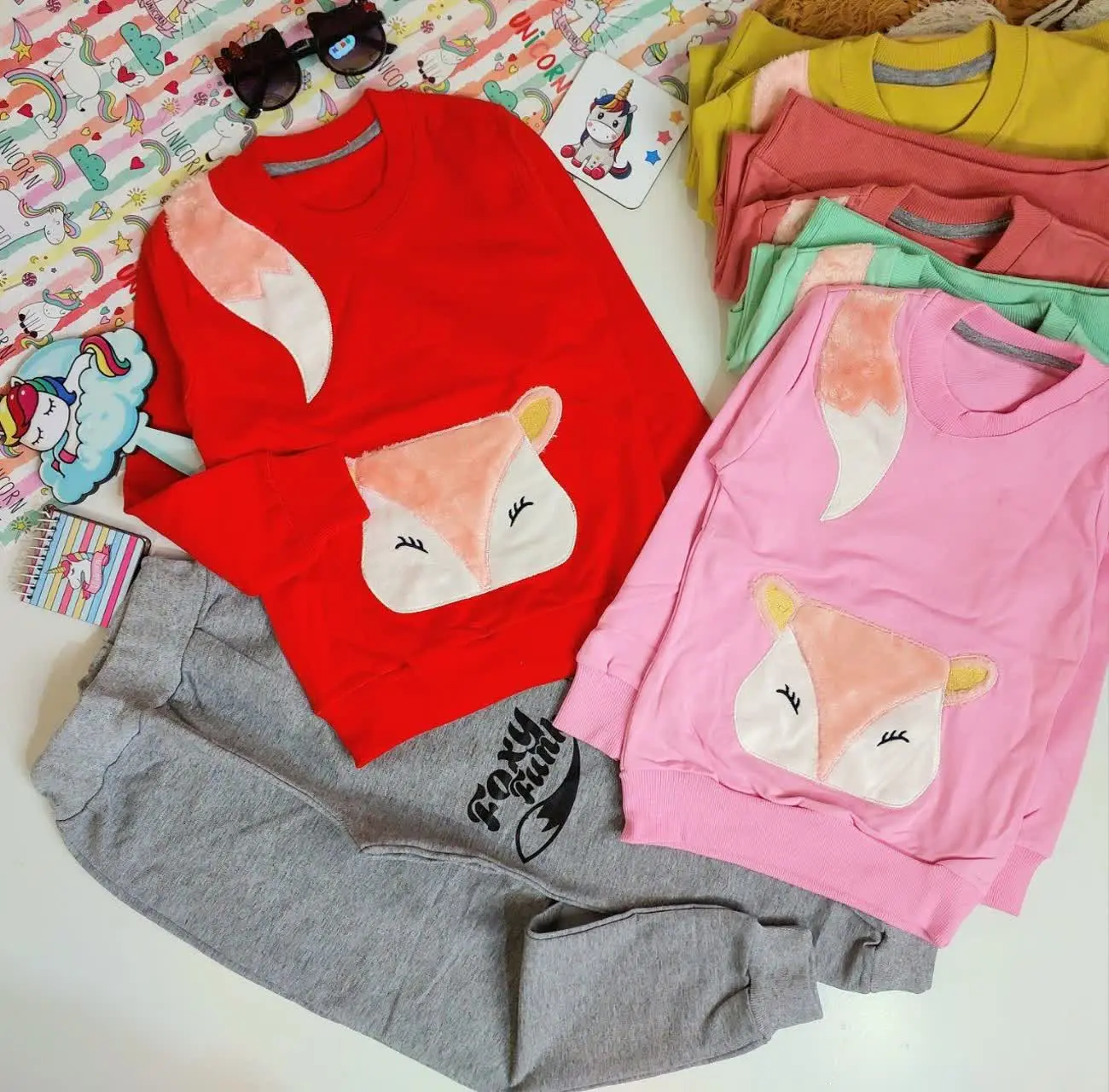 👫بلوز شلوار دخترانه پنبه سوپر گلدوزی روباه دم دار ✅
