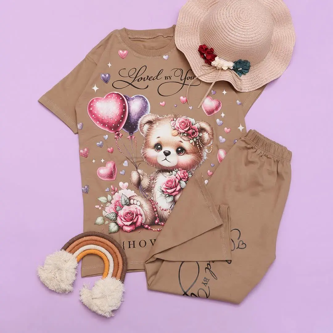 ست تیشرت شلوار نخ پنبه دخترانه 🌼
