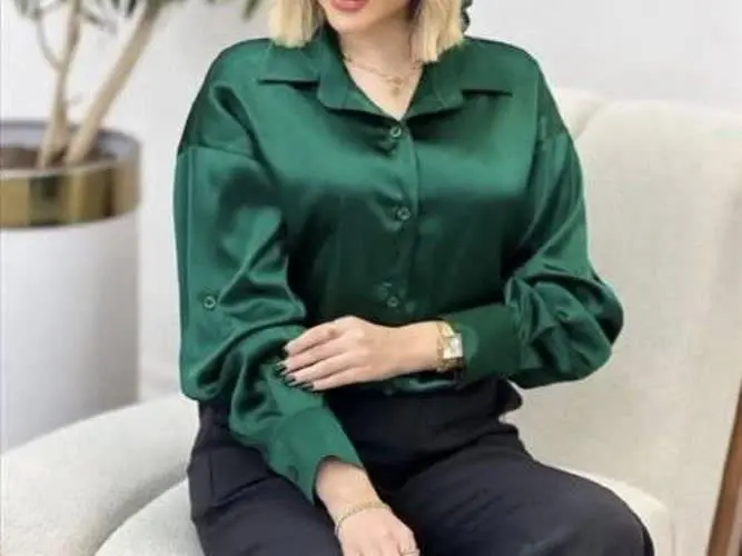 🖋نام: شومیز جلو دکمه‌ای ساتن
