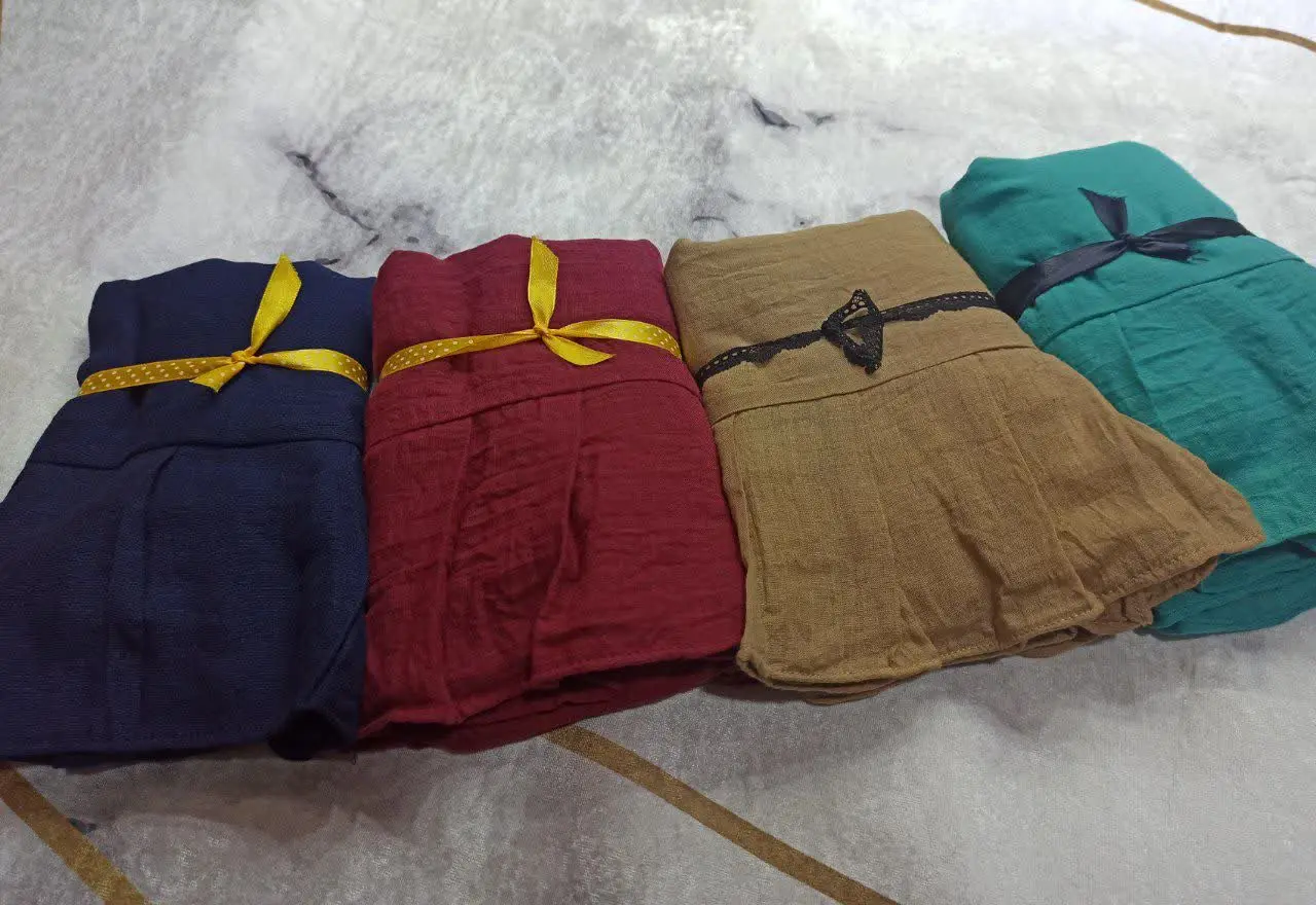 روسری‌های چین دار ساده جنس وال نخی اعلا و وال اسلپ اعلا
