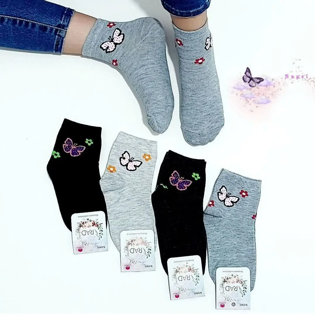 #جوراب نیم ساق طرح پروانه🦋
