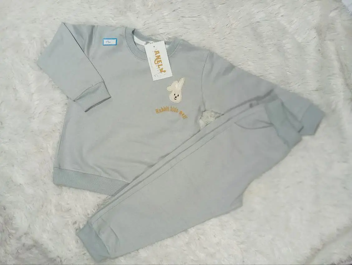 🦢 ست بلوز شلوار خرگوش طوسی
