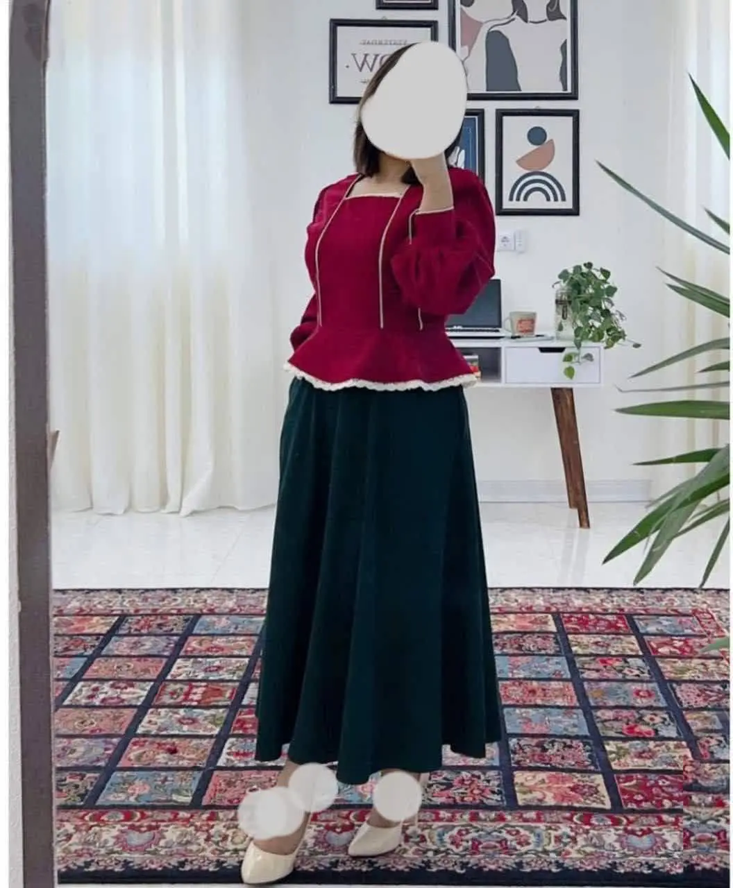👚نام: ست یلدایی شومیز دامن ناری 🍉🍉🍉
