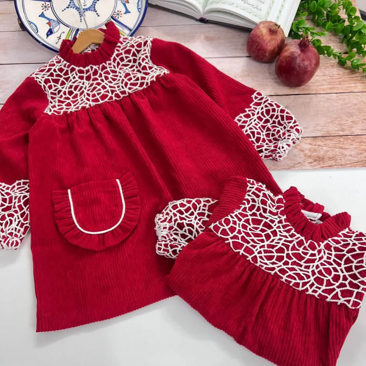 پیراهن مخمل کبریتی درشت شیک...