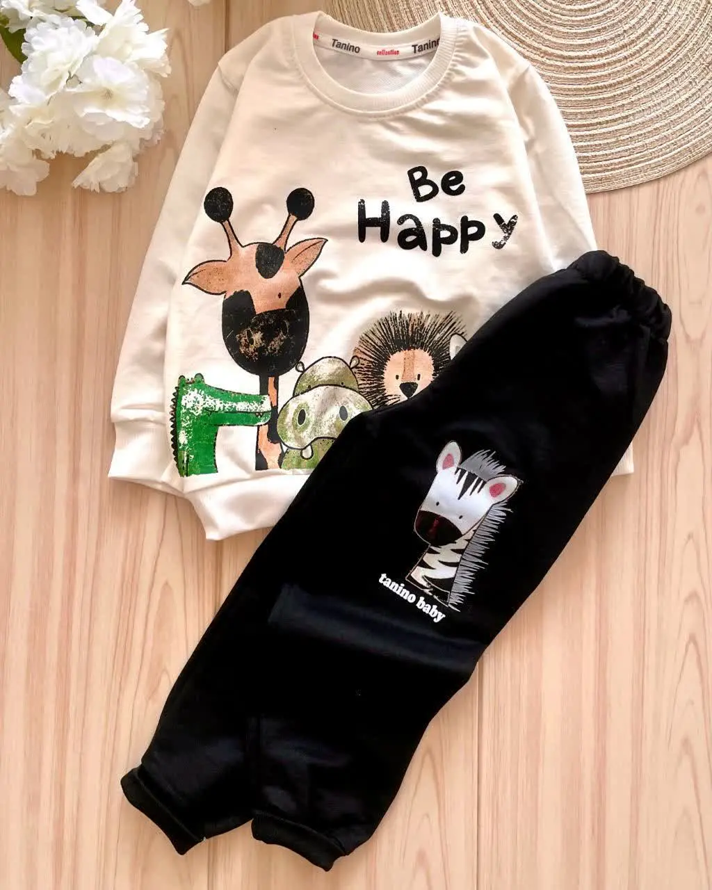 🌟 بلوز شلوار حیوانات شاد با جنس نخ پنبه! 🐾
