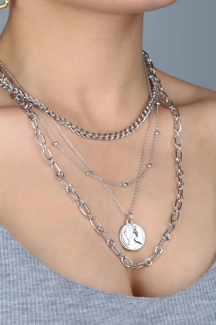 ✨ گردنبند چهار لاین استیل ب...