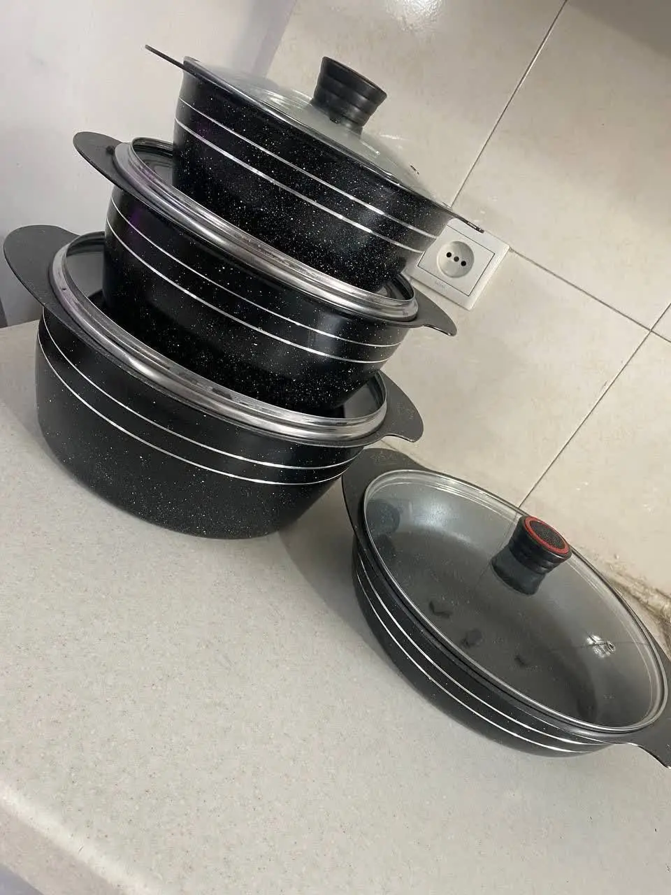 ♨️سرویس قابلمه ۱۰ پارچه داخل گرانیت مارک اس پی اس🤩
